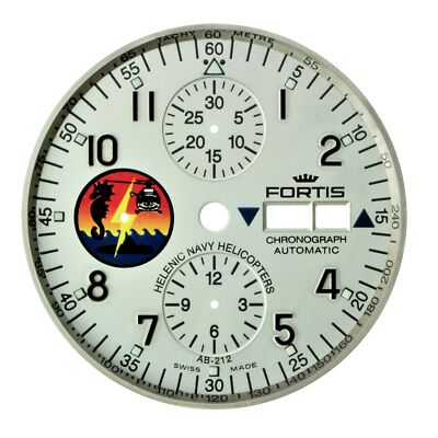 FORTIS dial for Valjoux 7750 silver 35.2 mm 'Hellenic Navy Helicopters'