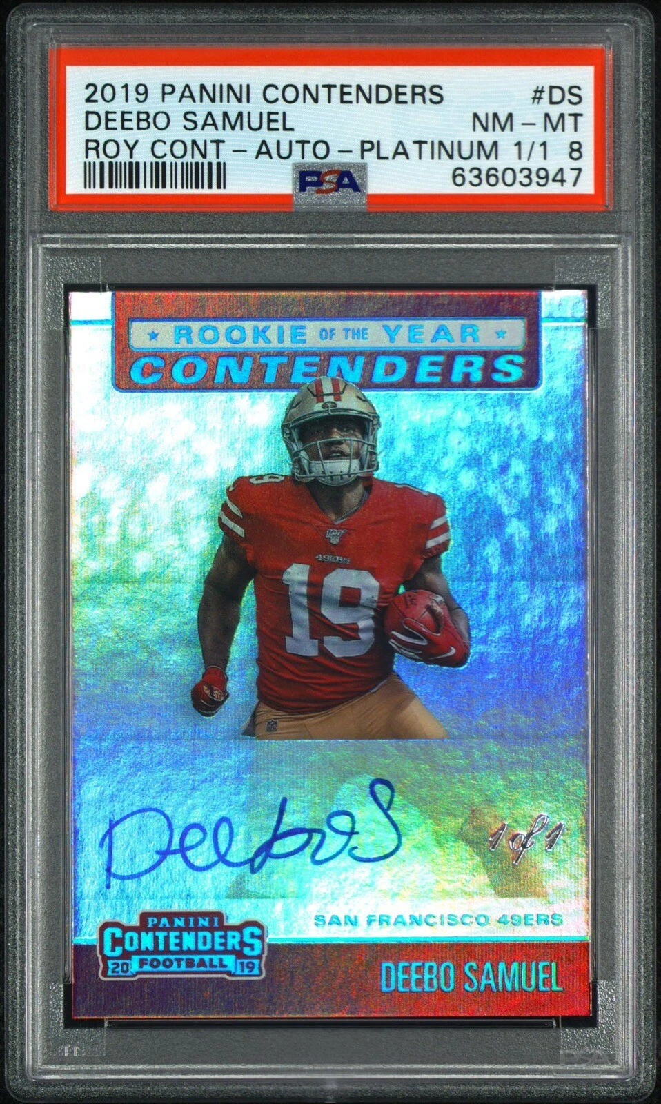 Deebo Samuel Panini Contenders Rookie of the Year Contenders #DS Autograph-Platinum 1/1