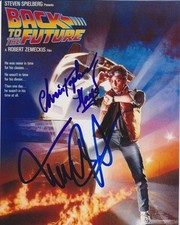 MICHAEL J. FOX CHRISTOPHER LLOYD Signed 8x10 BACK TO THE FUTURE Photo w Holo COA