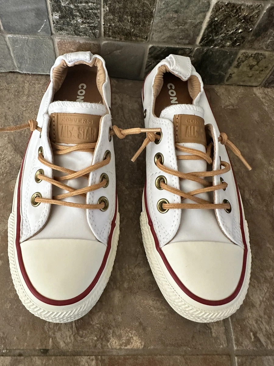 White converse with brown laces Clearance