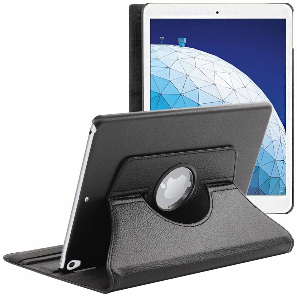 Coque iPad Air 3 2019 10.5 étui rotatif 360 en cuir PU noir pour protection tablette
