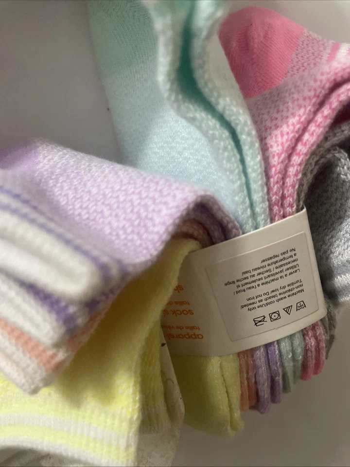 Calvin Klein девочек 6 пара не показать сетки вентиляционные отверстия пастельный цвет носки - Sz 8-9,5 - новый с Ярлыками - Изображение 3 из 4