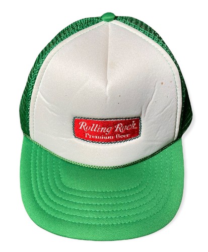 Cappello camionista vintage Rolling Rock Snapback birra premium anni 80 vintage Latrobe PA - Foto 1 di 3