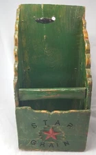 Antique Primitive Farm House Five Star Wood Grain Scoop Decorative Star Carving