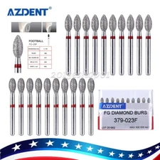AZDENT Dental FG Diamond Bur Football Shape Egg Fine Grit Red High Speed