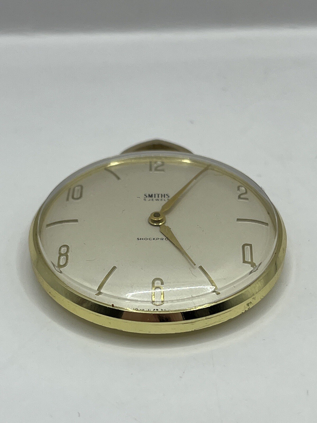 Vintage Smiths 5 Jewels Gold Tone Shock Proof Fob Pocket Watch GB Made