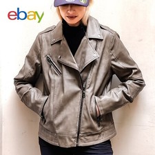 Perfecto femme marron cuir vegan italien taille 40 style biker neuf