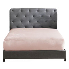 Polyester Queen Size Premium Flannel Plush Easy Fit 1-Piece Fitted Sheet, Blush