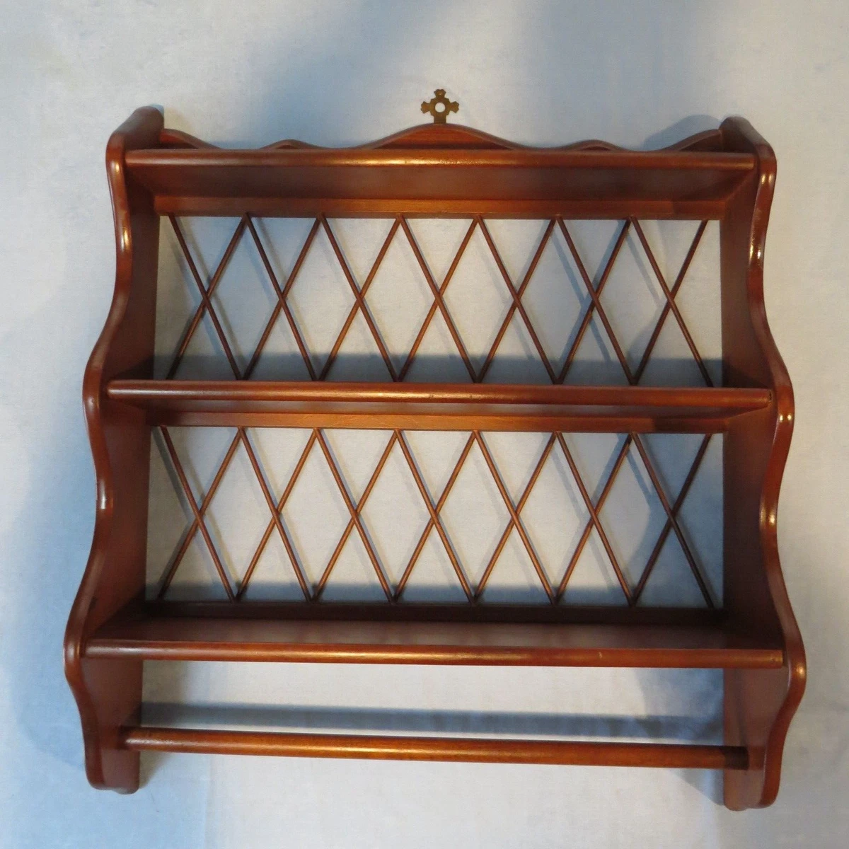 Vintage Three Shelf Wooden Wall Unit with Towel Bar 21.5 wide X 24.25 Tall C