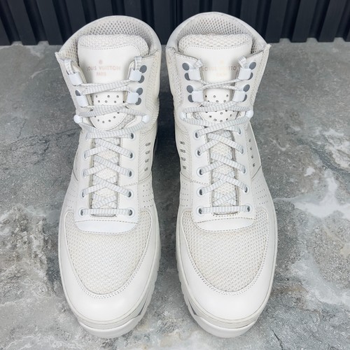 Louis Vuitton Harlem High Top Sneakers White Mesh Leather 7 LV or 8 US or 41 EUR - Picture 5 of 12