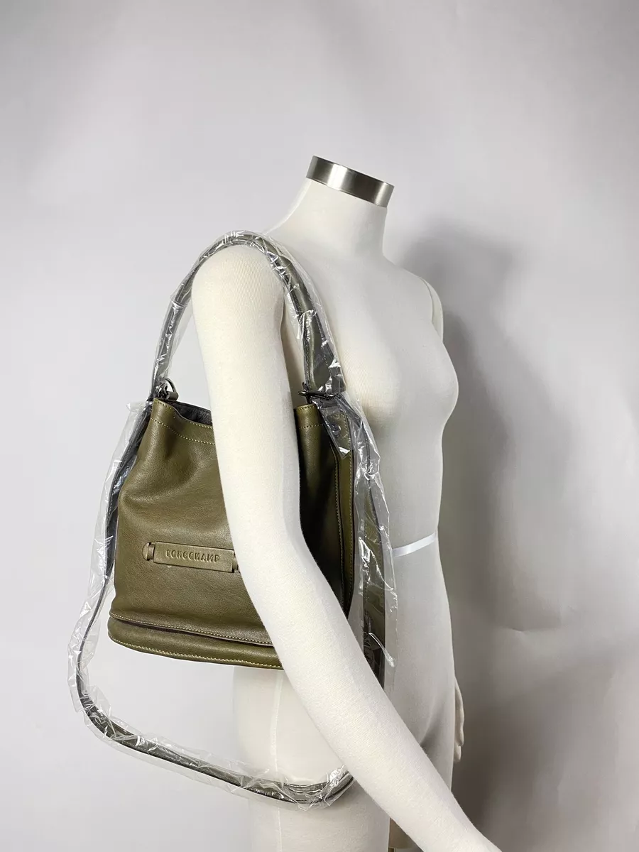 New Longchamp 3D Leather Hobo Bag, Olive MSRP $760