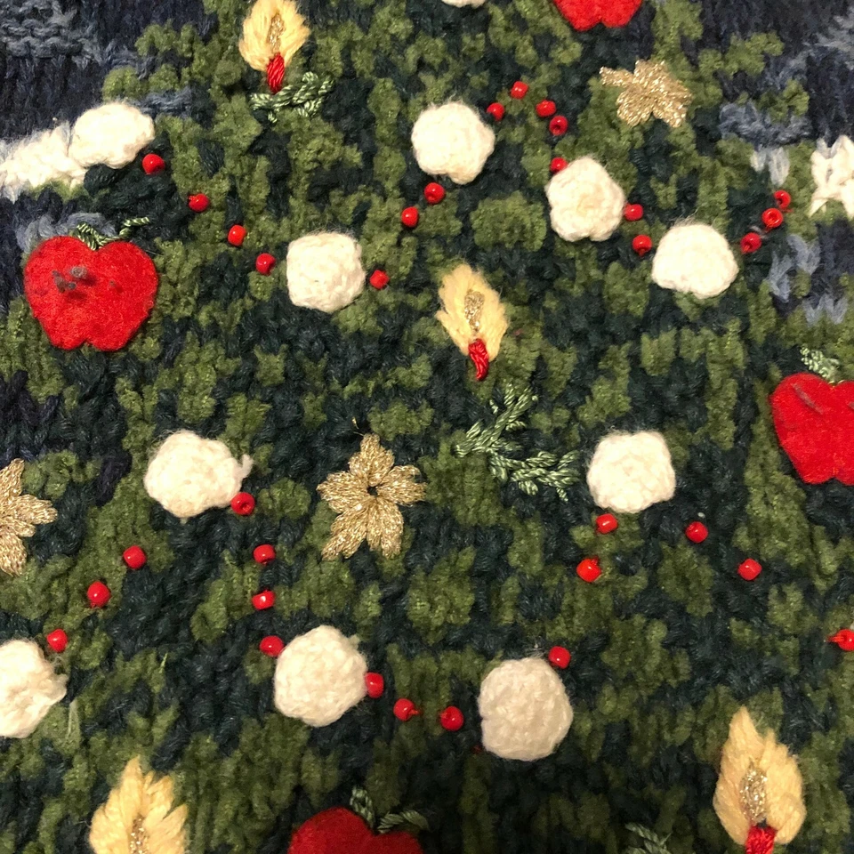 Suéter Feo Navidad Vintage 1998 Reliquia Coleccionables Adornado Pequeño Usado en Excelente Condición Foto 4 de 4