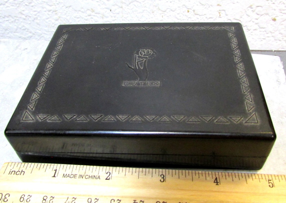 vintage travel style Cutex Finger nail kit, cool bottles & tin, vanity decor