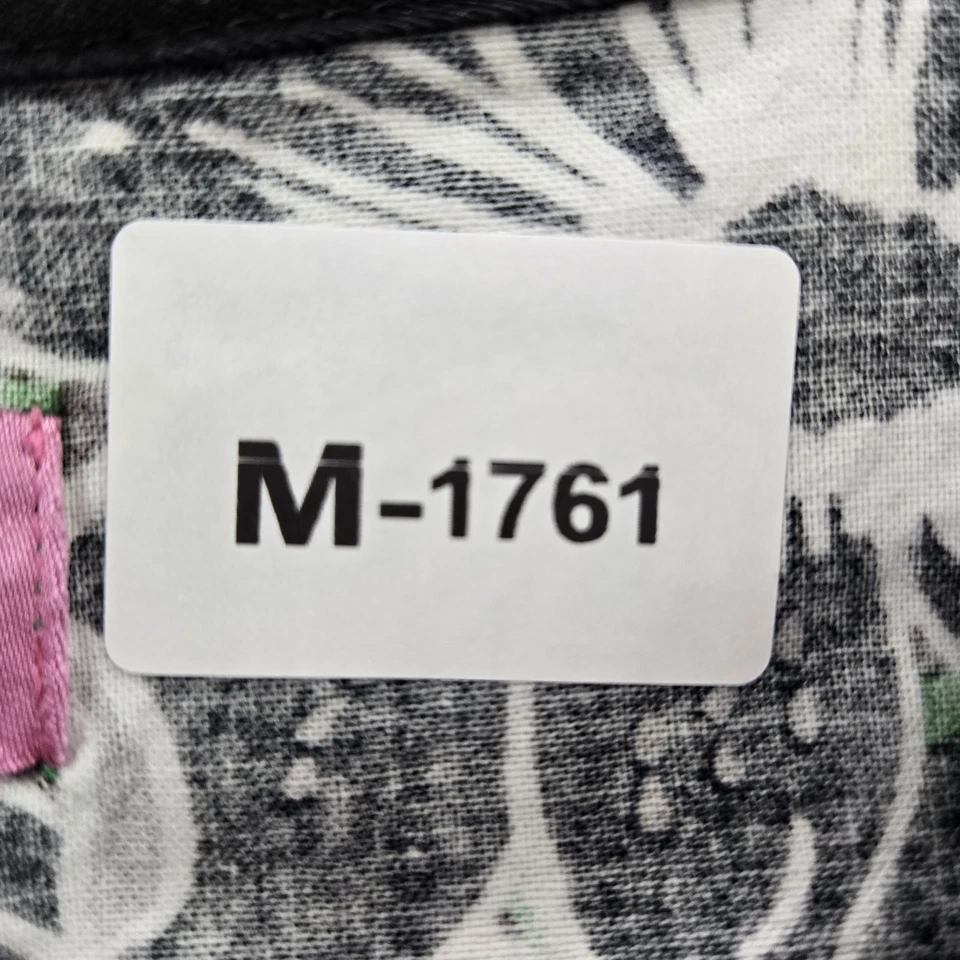 Koi By Kathy Peterson Women Scrub Top S Green Floral Geometric 280PR Button - Image 2 of 4