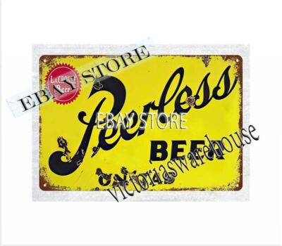 laser lodge cafe plaques PEERLESS BEER ON TAP metal tin sign