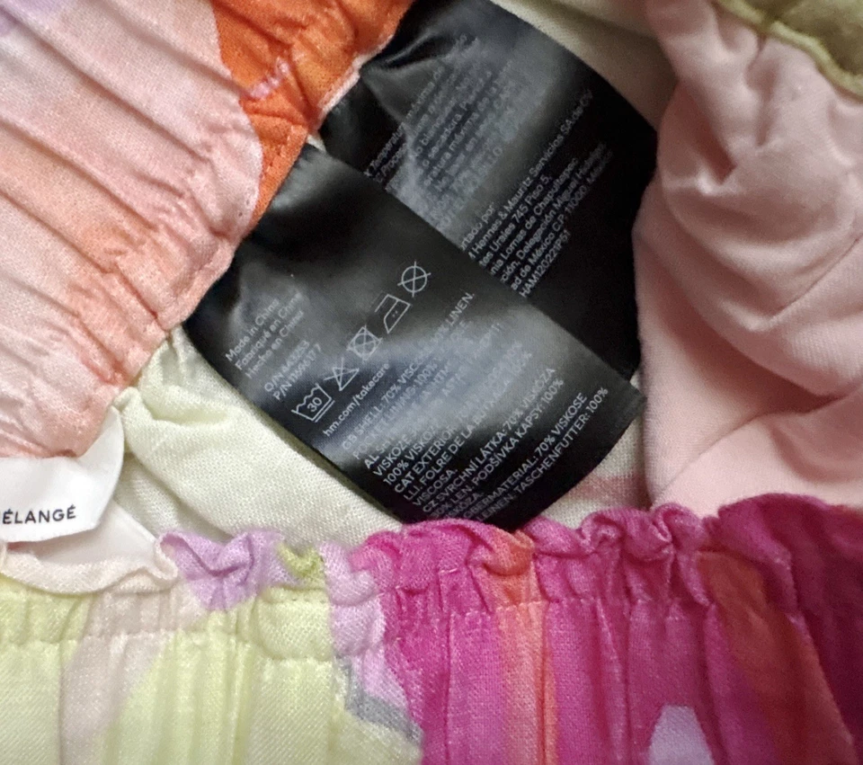 H&M 女式 XS 码高腰 100% 棉弹力腰热带短裤 — 第 3/4 张图片