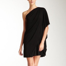 Mark & James by Badgley Mischka Black One-Shoulder Draped Jersey Dress Sz L