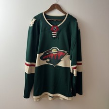 NHL Minnesota Wild Dark Green Hockey Jersey with Cream and Red Accents SIZE 3XL