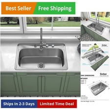 33" x 22" x 9" Drop In Single Bowl Kitchen Sink with 18 Gauge 304 Stainless S...