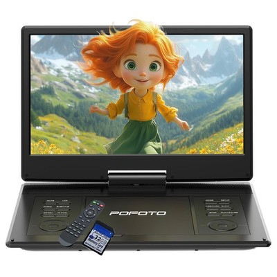15,7  Tragbarer DVD Player 14,1   HD mit 270° Rotation Wiederaufladbare DVD
