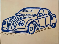 Expressionism 8x10 America's New Luxury Car Acrylic Painting Handmade Signed Art