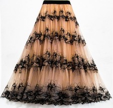 Womens Boho long Skirts Lace, fully lined suitable for party or formal occasion