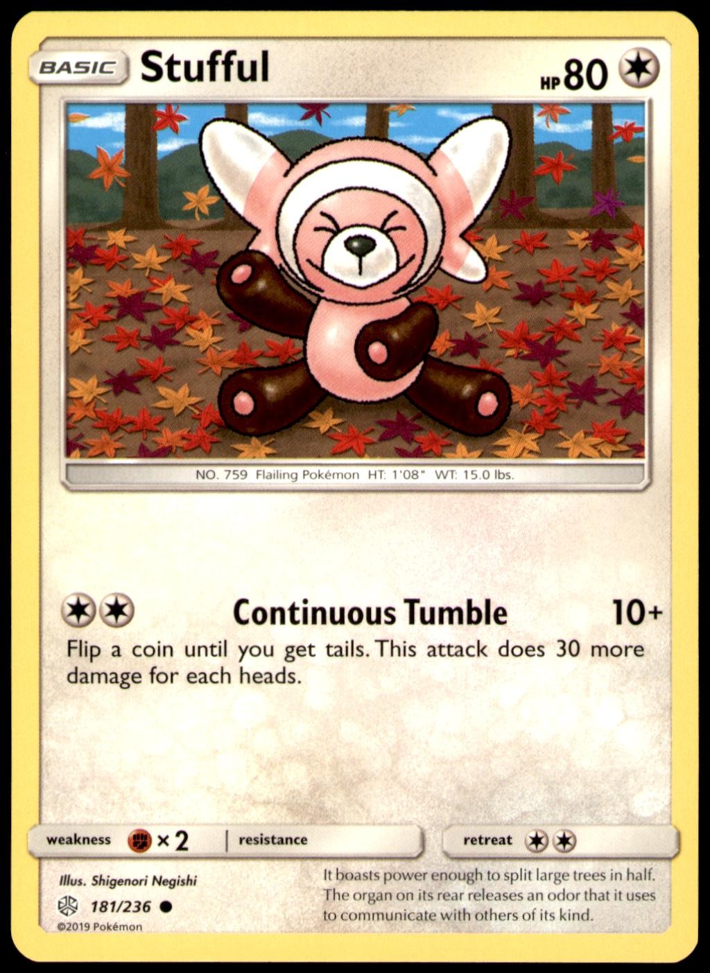 Stufful 181/236 Common Cosmic Eclipse Pokemon Near Mint