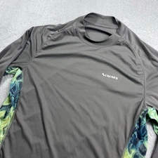 Simms Solarflex Mens Small Gray Performance Fishing Baselayer UPF 50 Shirt