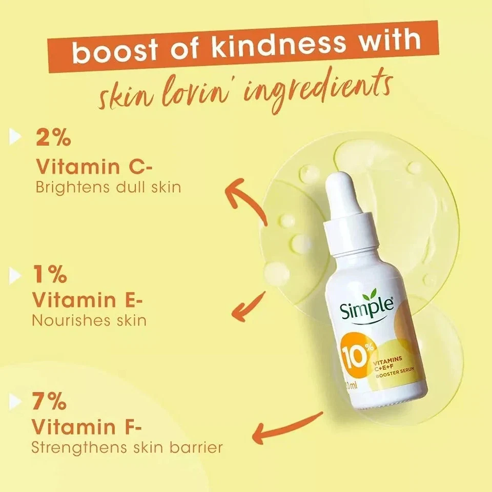 Simples 10% Vitamina C+E+F Sérum Facial Reforçador Para Pele Brilhante 30ml - Imagem 3 de 4