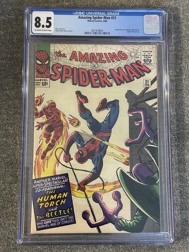 Amazing Spider-Man #21 CGC 8.5 Spider-Man Human Torch Beetle Silver Age Marvel