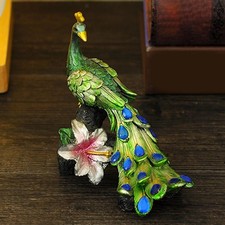 Realistic Animal Beautiful Peacock Statue Home Decor Figurine New