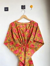 100% Cotton Caftan Indian Handmade Printed Kaftan Beach ,Floral Night Dress
