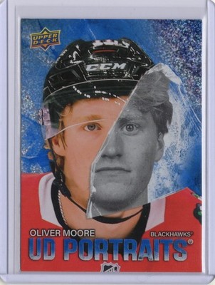 2025-26 Upper Deck #P-36 Oliver Moore UD Portraits Speckle Blackhawks Fire Sale!