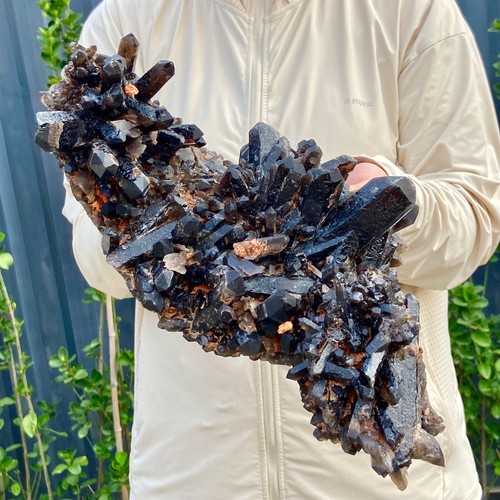 9.8LB Large Natural Smoky Black Quartz Cluster Crystal raw Specimen Healing