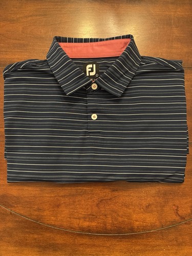 Titleist Foot Joy Golf Large Poloshirt Navy Stripe Neu