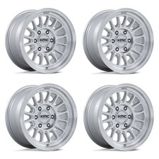 Set 4 17" KMC KM733 Impact FFT Gloss Silver Machined 17x8.5 6x5.5 25mm Wheels