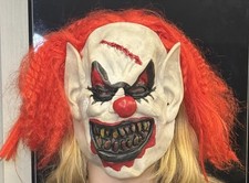 Scary Adult Latex Clown Mask Red Hair Costume Party Cosplay Spirit Halloween