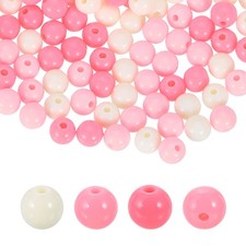 200pcs Cream Pink Acrylic Round Beads 8mm Plastic Resin Loose Bead