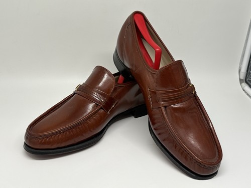 Florsheim Loafers Brown Leather Round Apron Pinch Toe Slip On Shoes Size 10 E