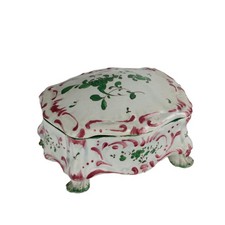 Cofanetto Antico Maiolica con Coperchio Decorazioni Francia '800