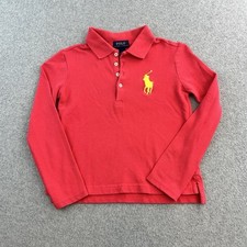 Polo Ralph Lauren Shirt Kids 6 Orange Long Sleeve Big Pony Preppy Logo Boys