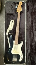 Vintage 1990s Fender Squier II Precision Bass MI India Black w/ Hard Case Tested