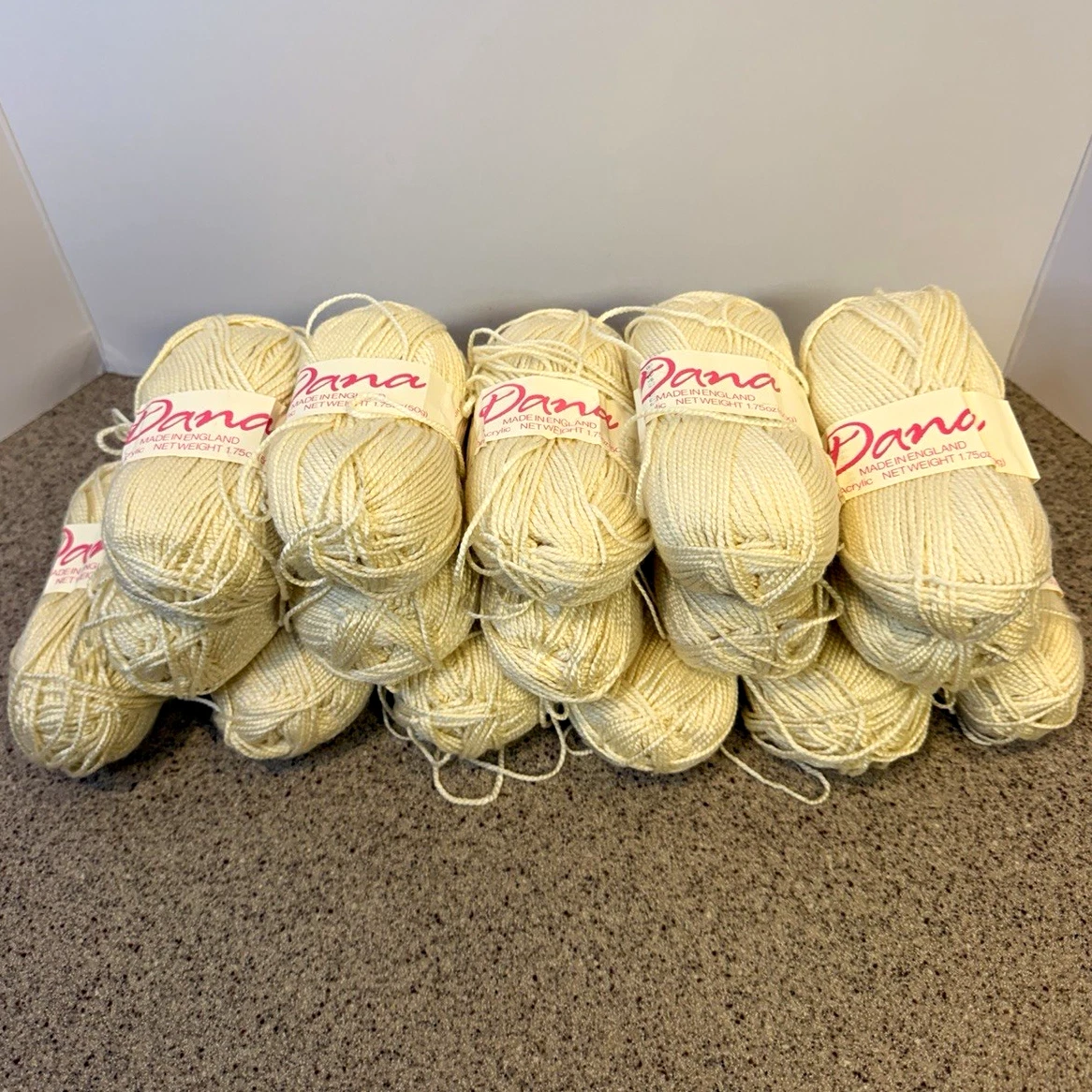 Large Lot Vintage Dana Cream Acrylic Yarn Made in England 16 Skeins (800g Total) image 1