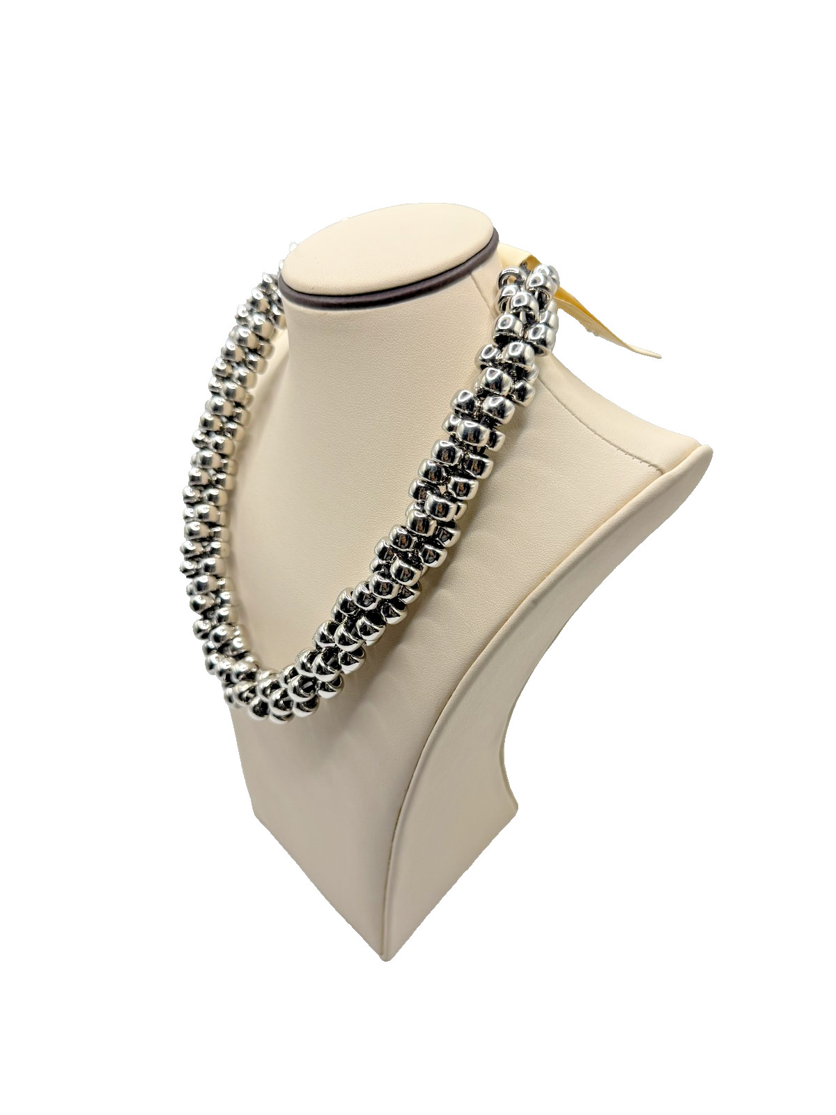 Chunky Silver Plated Beaded Statement Necklace Po… - image 3