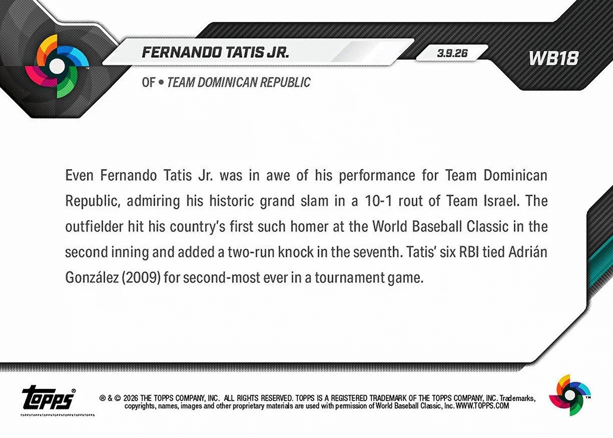 Fernando Tatis Jr. - 2026 World Baseball Classic Topps NOW - Card