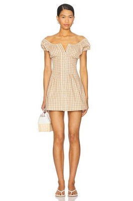 NWT Frankie s Bikinis x Bella Hadid Mustang Mini Dress in Rodeo Gingham Sz L