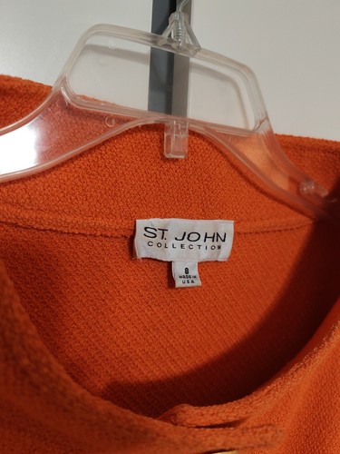 St. John Orange Knit Skirt Suit Set – Jacket Size 8 Skirt Size 8 - Picture 4 of 20