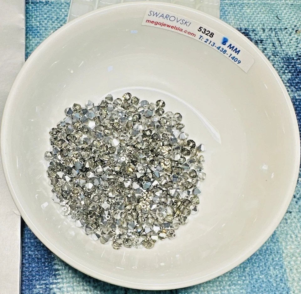 Swarovski Bi-cone Beads 5328 4mm Crystal SAGE 1440 pcs Sealed Pack OOP - Image 2 of 3