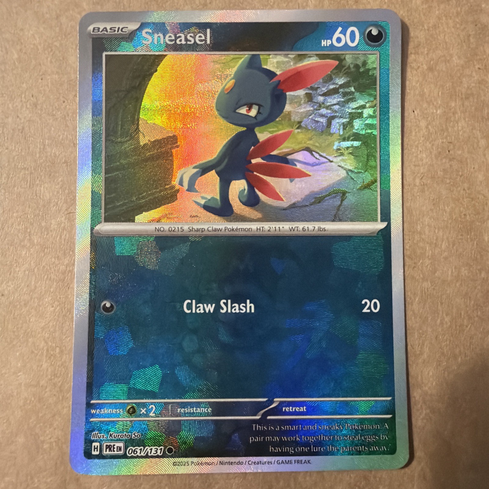 Sneasel - 061/131 Prismatic Evolutions (Pokemon) Master Ball Reverse Holo