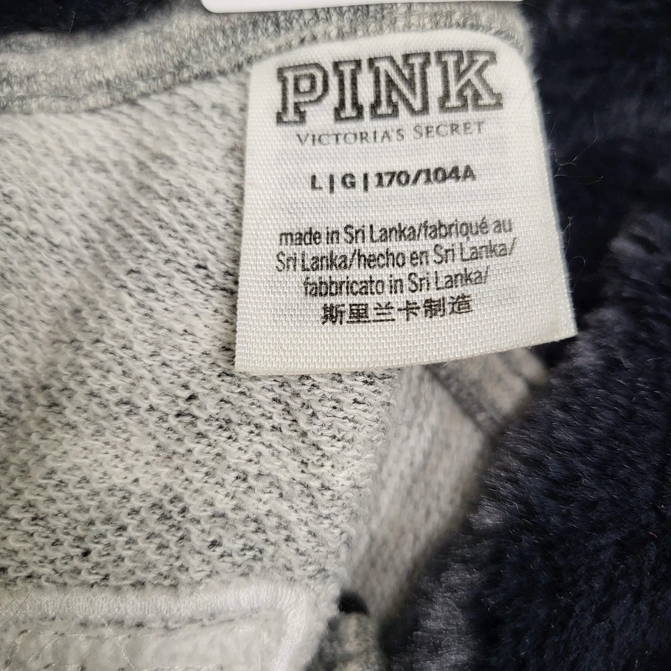 Victoria's Secret PINK Women Hoodie L Grey Sequin Logo Campus Varsity Bling - Image 3 of 4